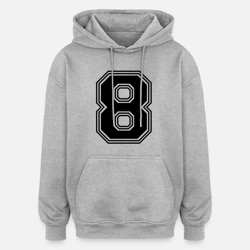 8_numéro_8_(s31) - Sweat à capuche oversize unisexe - gris chiné