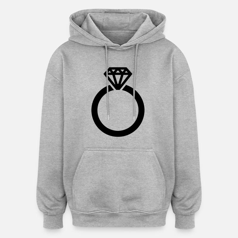 Bague - Sweat à capuche oversize unisexe - gris chiné