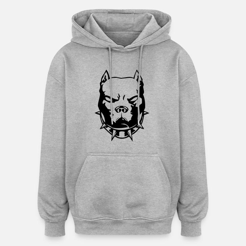 pitbull_01 - Sweat à capuche oversize unisexe - gris chiné