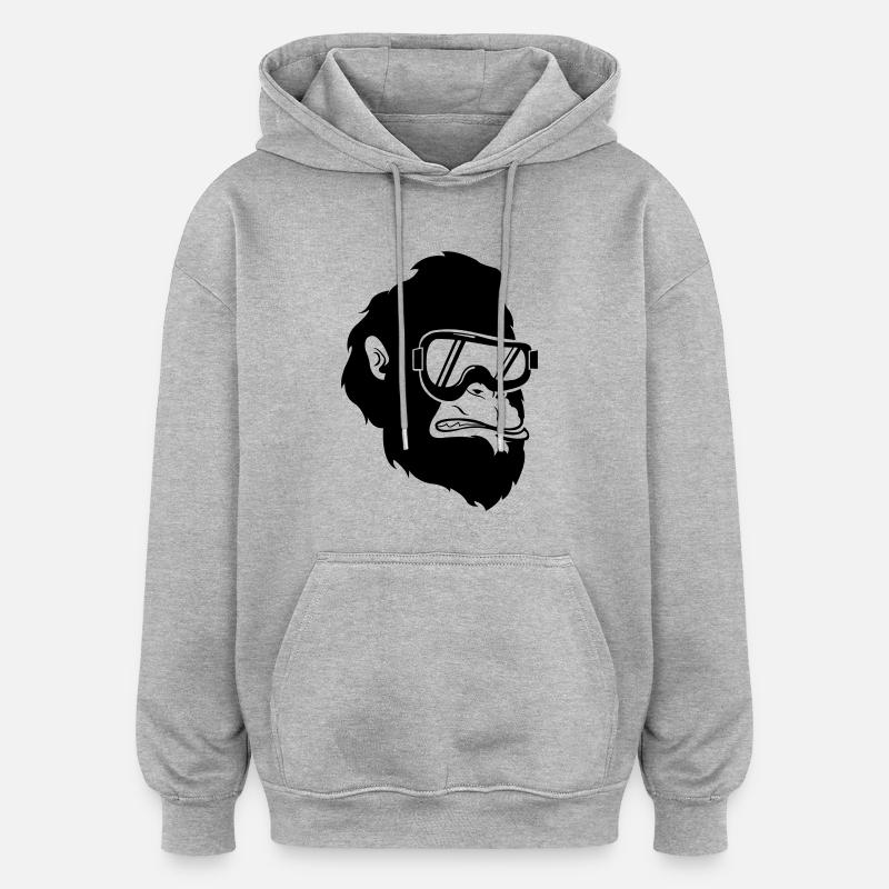 ski_gorilla_001 - Oversized Unisex Hoodie - Grau meliert