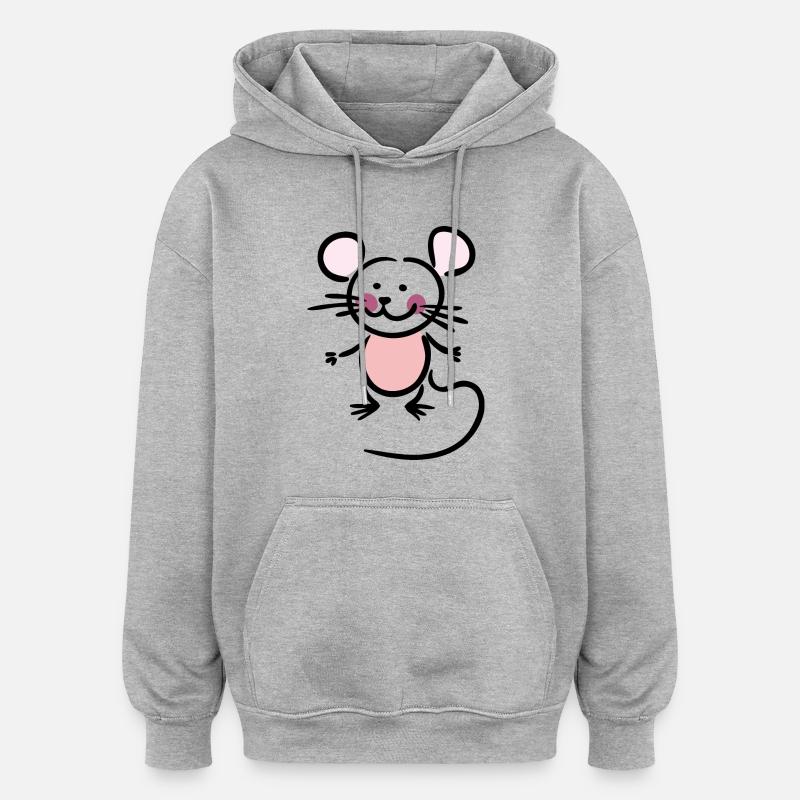 Souris - Sweat à capuche oversize unisexe - gris chiné