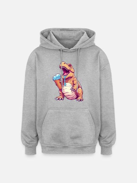 Eiscreme-Dino - Oversized Unisex Hoodie - Grau meliert