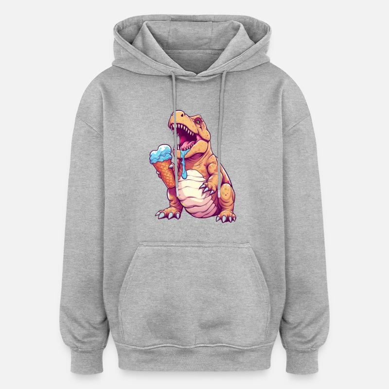 Eiscreme-Dino - Oversized Unisex Hoodie - Grau meliert