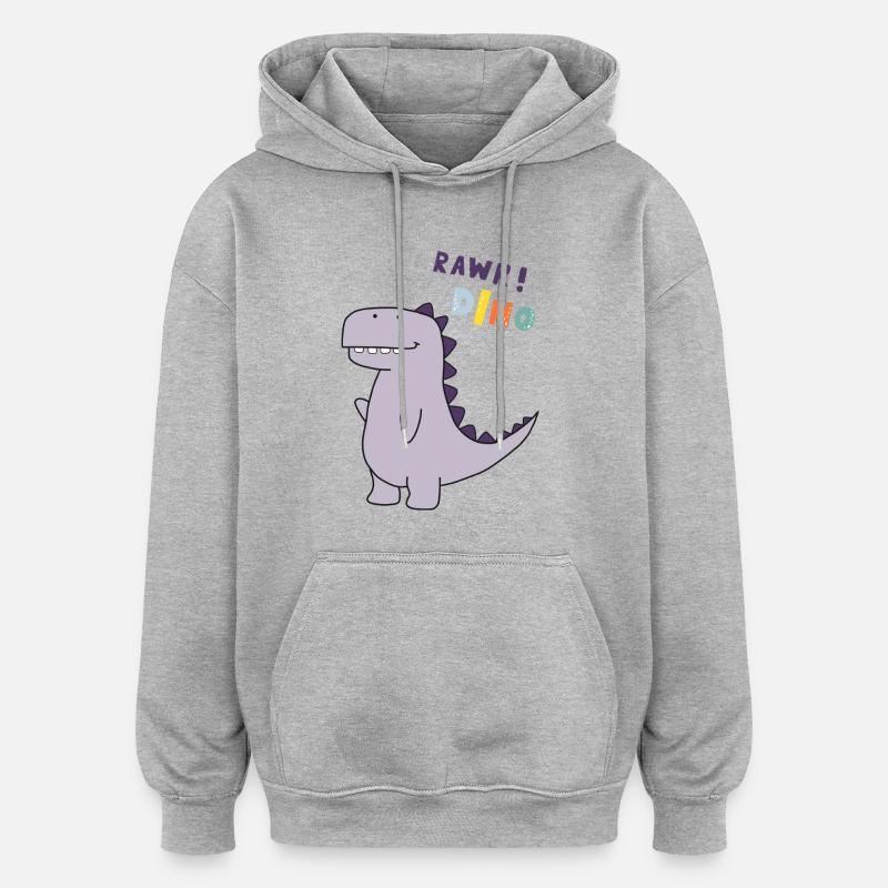 Dino Design - Sweat à capuche oversize unisexe - gris chiné