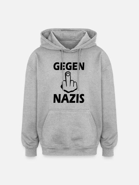 Gegen nazis - Oversized Unisex Hoodie - Grau meliert