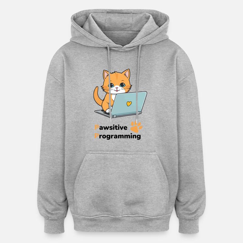 Pawsitive programming - Oversized Unisex Hoodie - Grau meliert