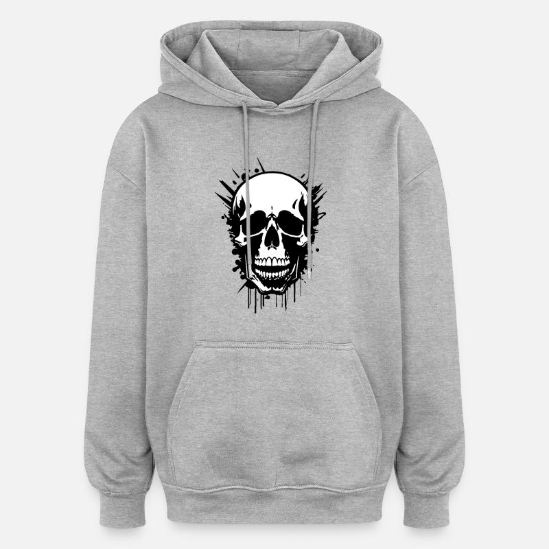 Crâne - Sweat à capuche oversize unisexe - gris chiné