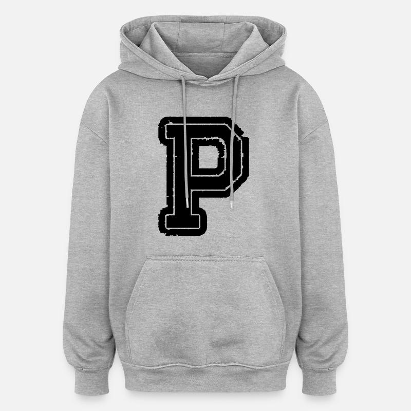 buchstabe P - Oversized Unisex Hoodie - Grau meliert