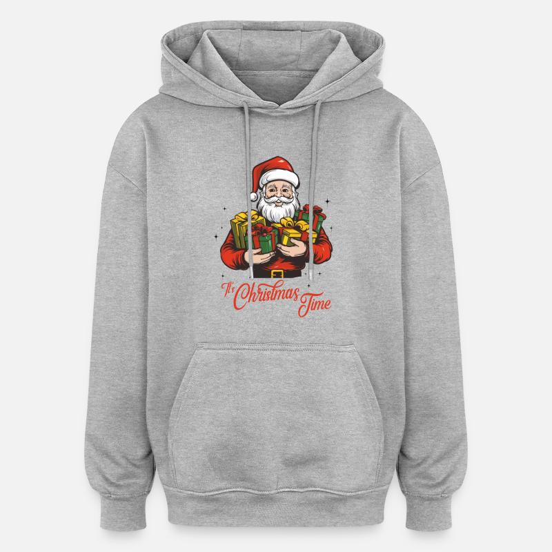 Père Noël - Sweat à capuche oversize unisexe - gris chiné