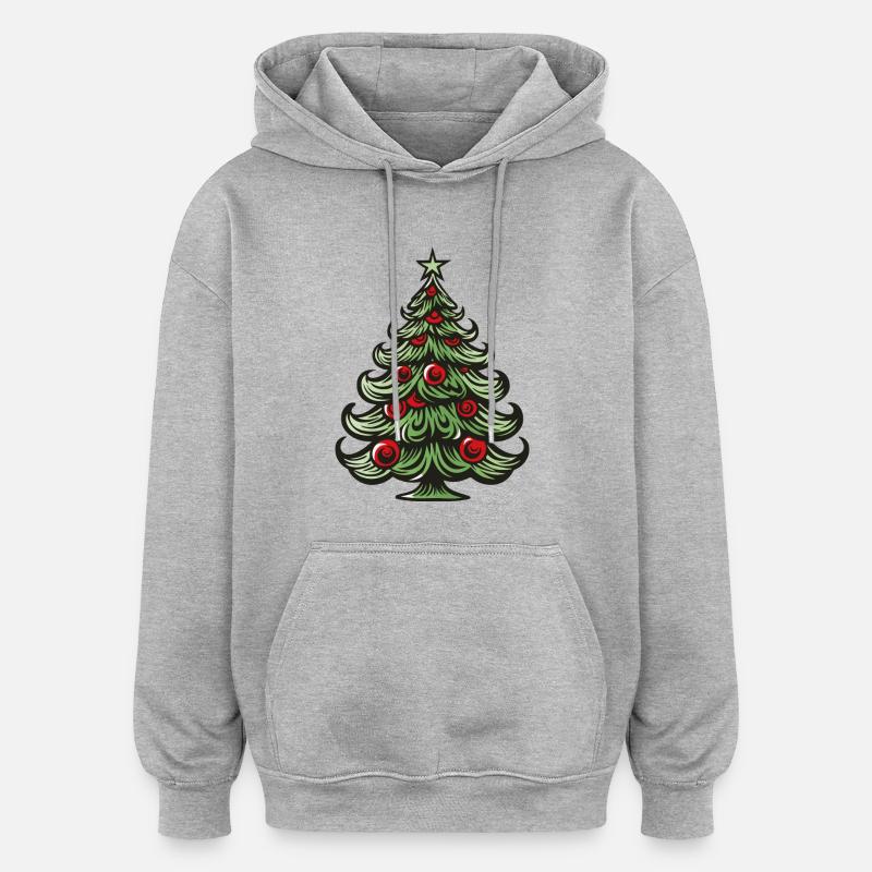 Arbre de Noël - Sweat à capuche oversize unisexe - gris chiné