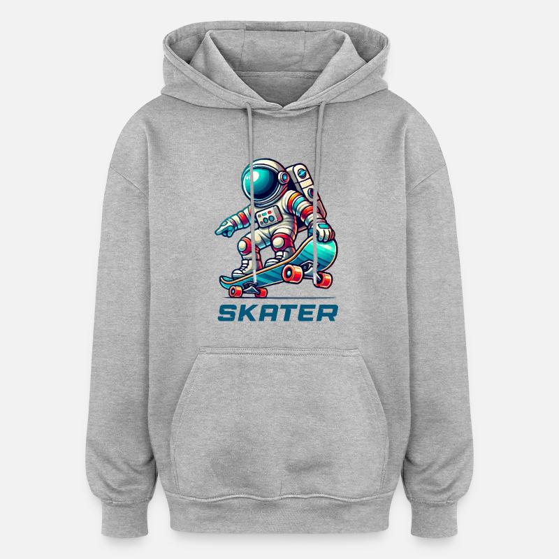 Planche à roulettes astronaute - Sweat à capuche oversize unisexe - gris chiné