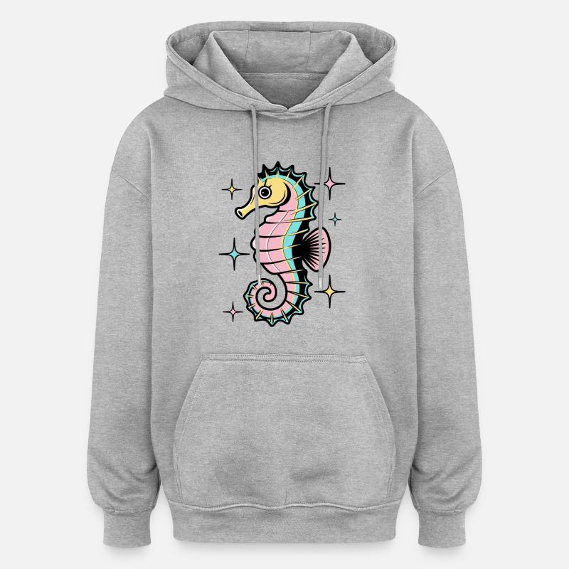 Beauté marine - Sweat à capuche oversize unisexe - gris chiné