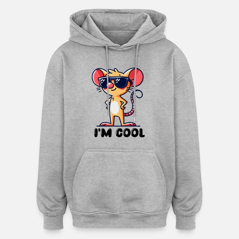 Souris Cool - Sweat à capuche oversize unisexe - gris chiné