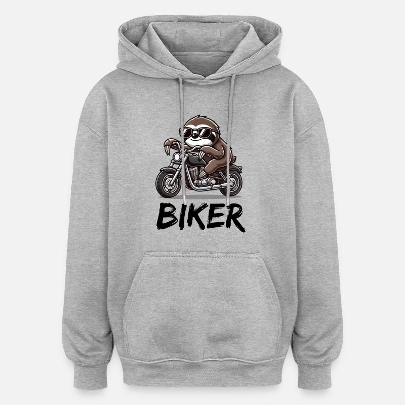 faultier biker - Oversized Unisex Hoodie - Grau meliert