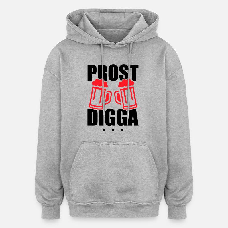Prost Digga Bier - Oversized Unisex Hoodie - Grau meliert