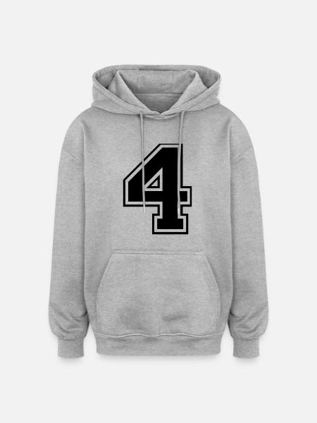 4, Four, Four, number, number - Oversized Unisex Hoodie - heather grey