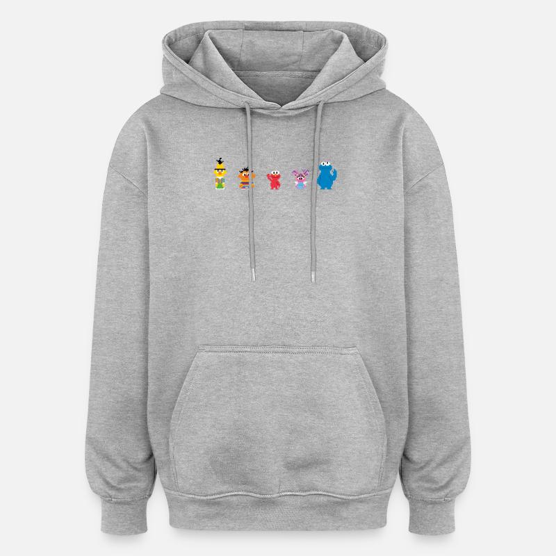 Sesamstraße Pixeldesign Charaktere - Oversized Unisex Hoodie - Grau meliert