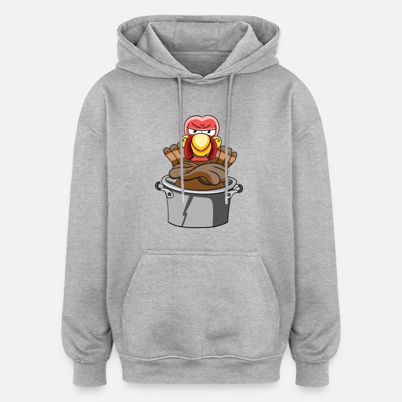 Dinde, dinde, volaille - Sweat à capuche oversize unisexe - gris chiné