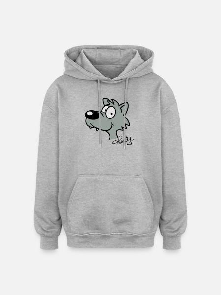 Wolf beflockbar - Oversized Unisex Hoodie - Grau meliert