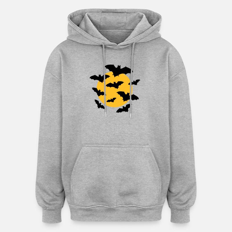 Bats & Moon - Sweat à capuche oversize unisexe - gris chiné