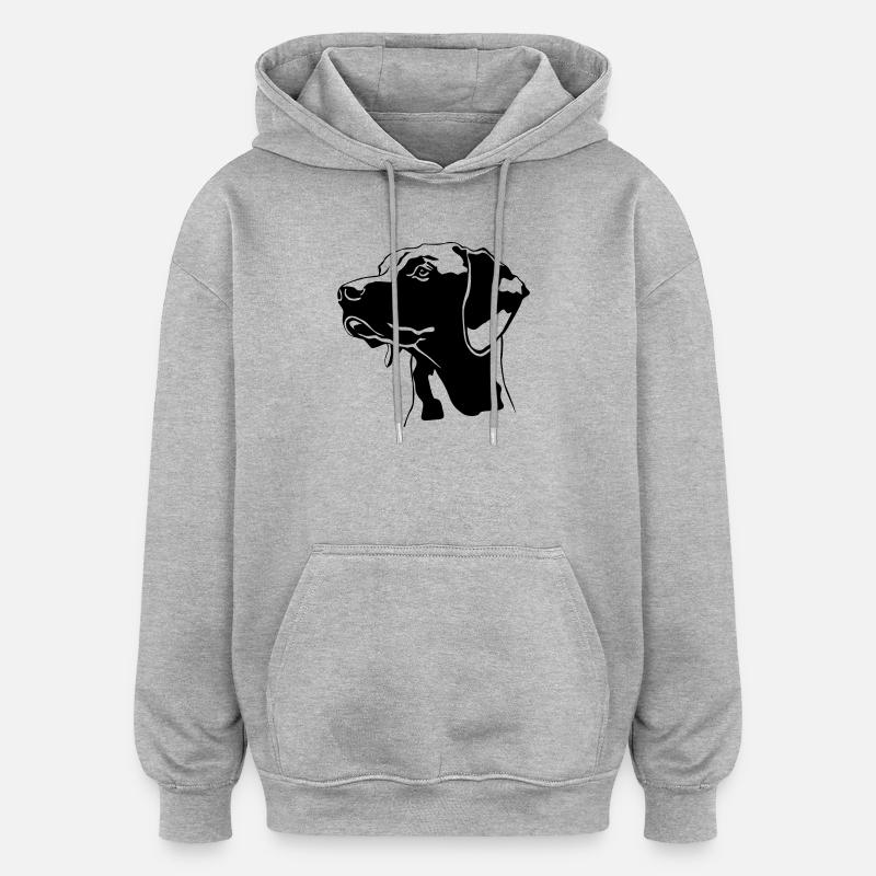 Tête de Magyar Vizsla - Sweat à capuche oversize unisexe - gris chiné