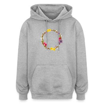Couronne printanière de chatons et de fleurs de saule - Sweat à capuche oversize unisexe - gris chiné - Devant - Noah (186cm)