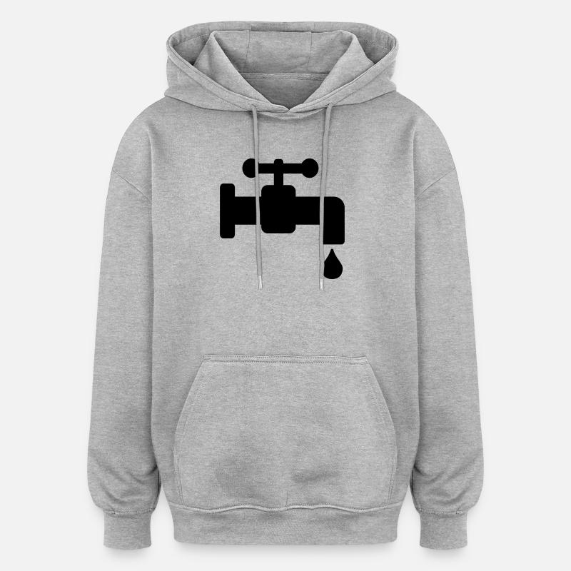 Fuite du robinet d’eau - Sweat à capuche oversize unisexe - gris chiné