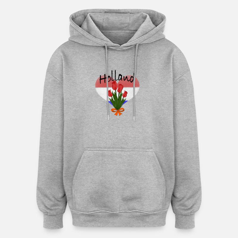 Cœur de tulipe de Hollande - Sweat à capuche oversize unisexe - gris chiné