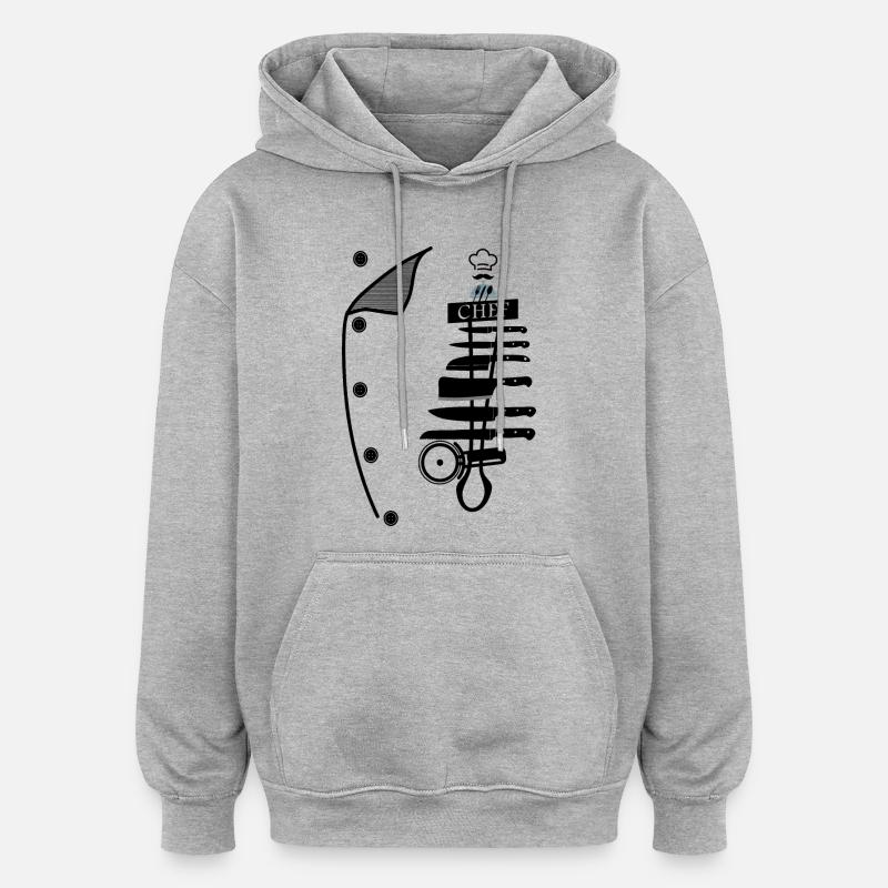 Chef - Sweat à capuche oversize unisexe - gris chiné