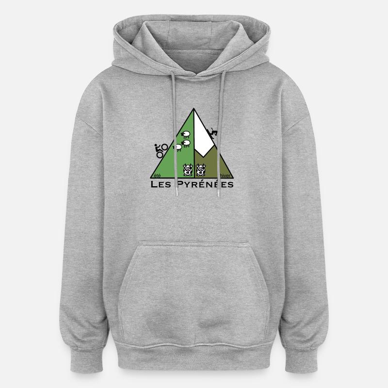Été hiver dans les Pyrénées - Sweat à capuche oversize unisexe - gris chiné