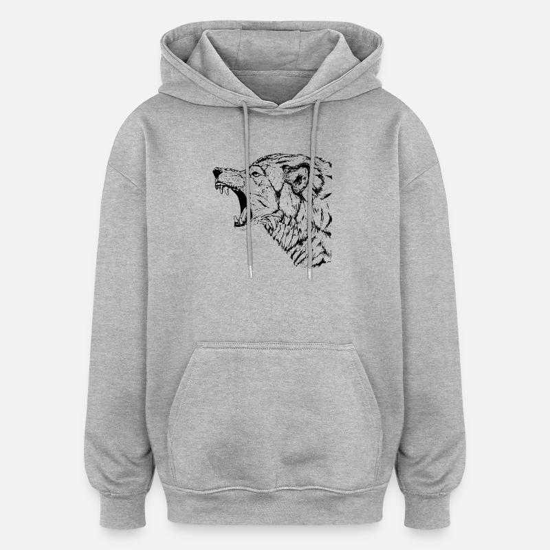 Loup - Sweat à capuche oversize unisexe - gris chiné