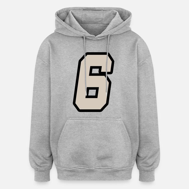 Nummer sechs - Oversized Unisex Hoodie - Grau meliert