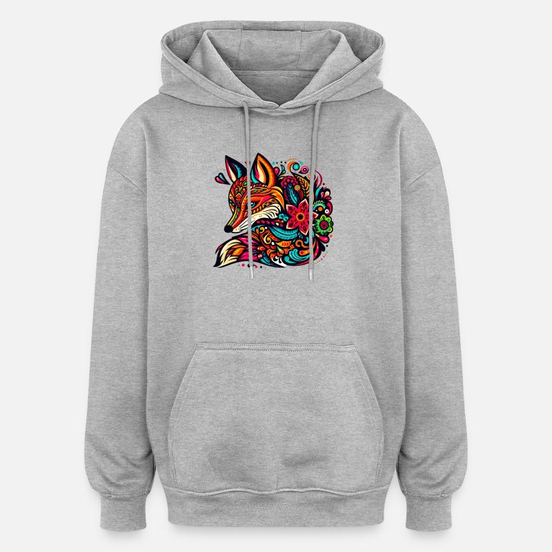 Renard - Sweat à capuche oversize unisexe - gris chiné