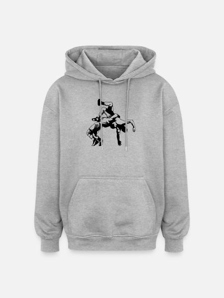 Lutteur - Sweat à capuche oversize unisexe - gris chiné