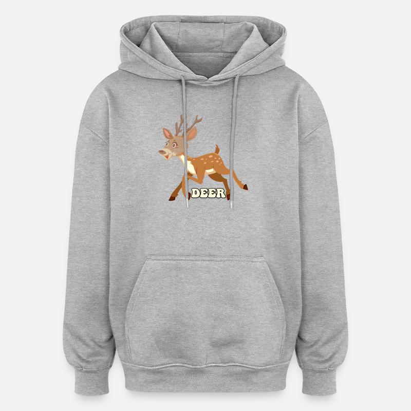 Skurriler Hirsch-Sprint - Oversized Unisex Hoodie - Grau meliert