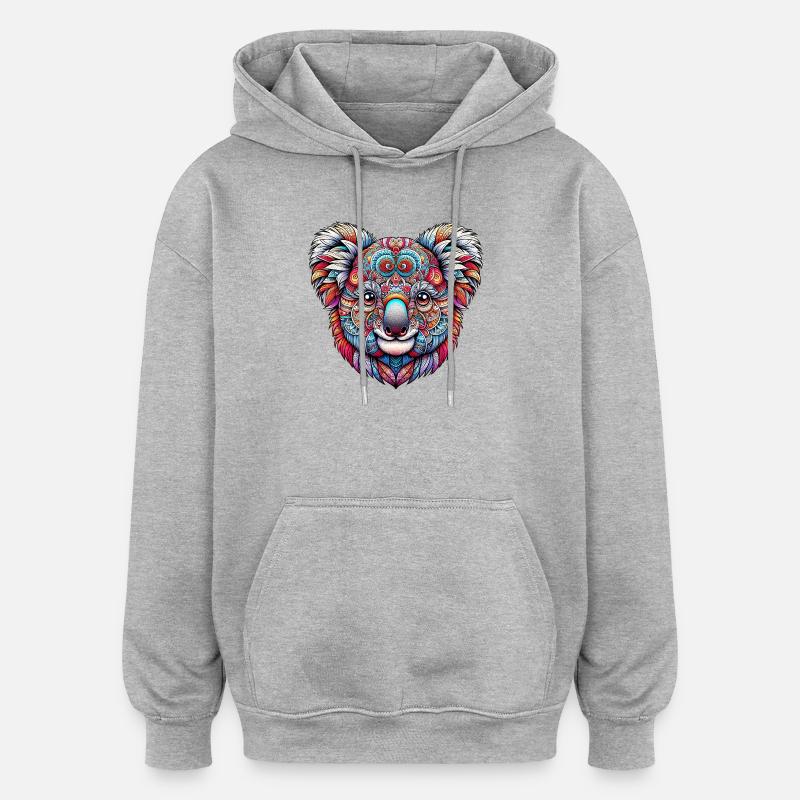 Koala mit Mandalas dekoriert - Oversized Unisex Hoodie - Grau meliert