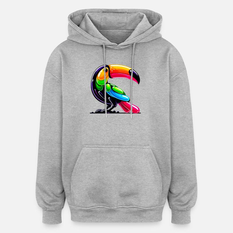 Toucan - Sweat à capuche oversize unisexe - gris chiné