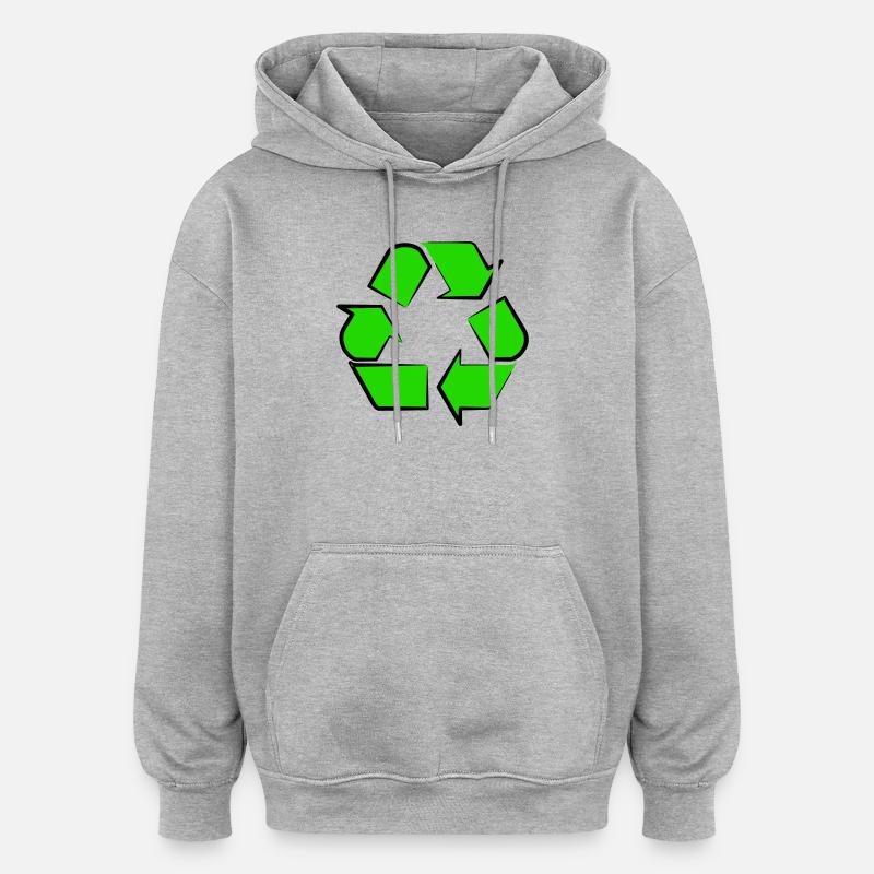 Icône du recyclage néon - Sweat à capuche oversize unisexe - gris chiné