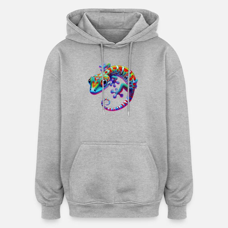 Gecko - Sweat à capuche oversize unisexe - gris chiné