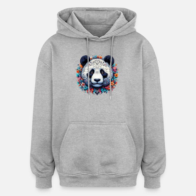 Panda - Sweat à capuche oversize unisexe - gris chiné