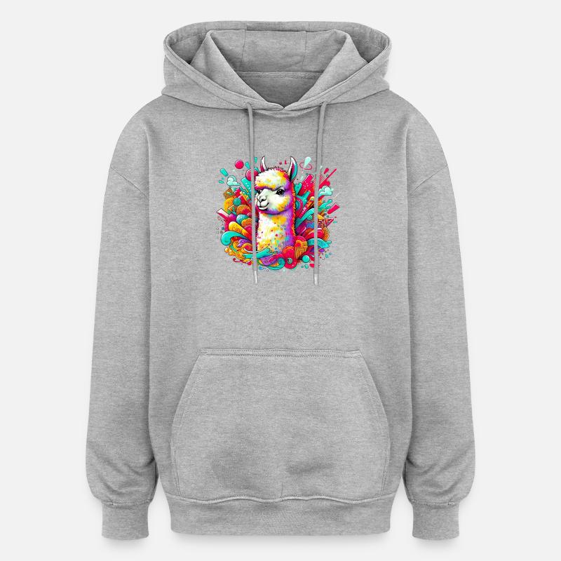 Alpaga - Sweat à capuche oversize unisexe - gris chiné
