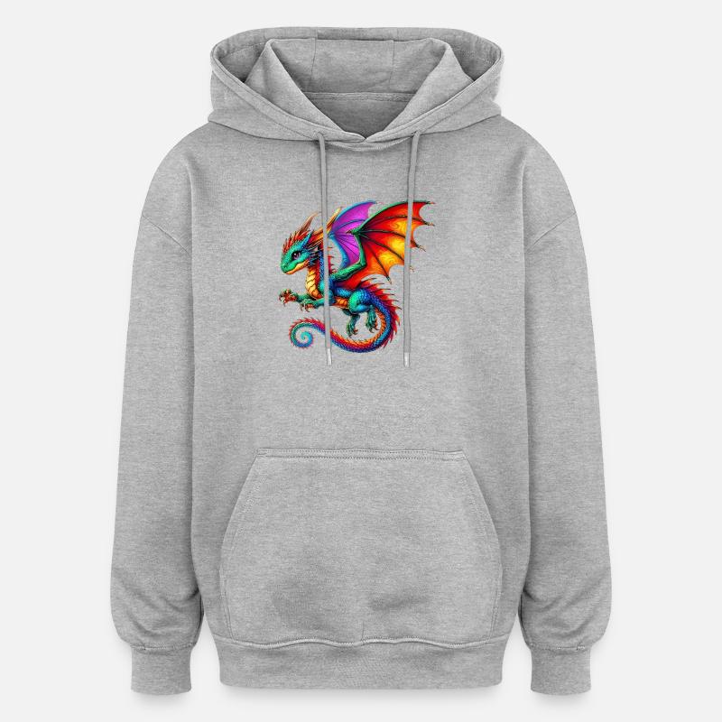 Dragon - Sweat à capuche oversize unisexe - gris chiné