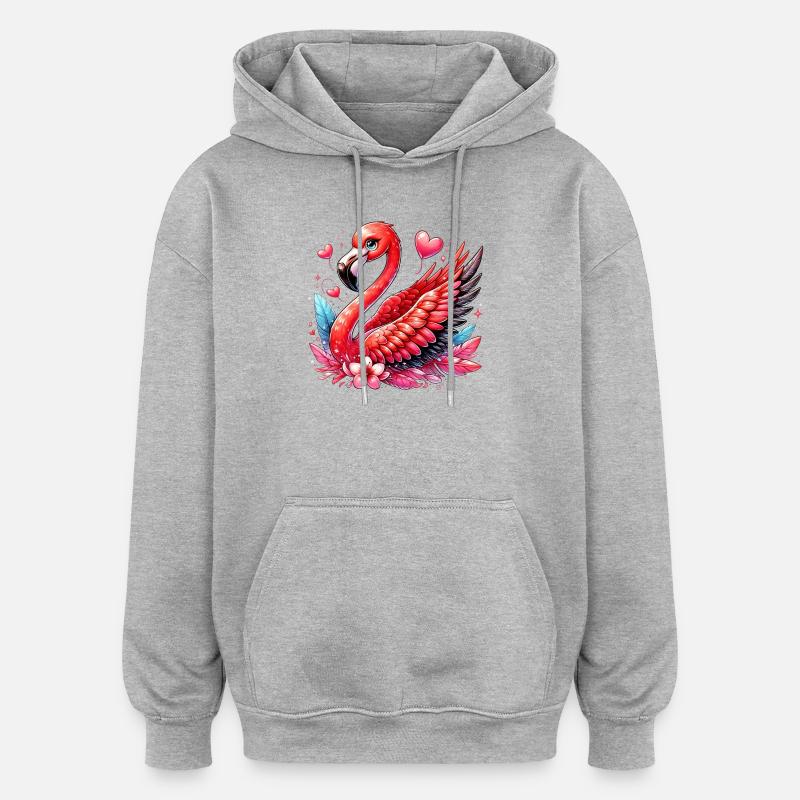 Flamant - Sweat à capuche oversize unisexe - gris chiné