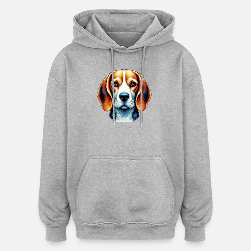 Chien Beagle - Sweat à capuche oversize unisexe - gris chiné