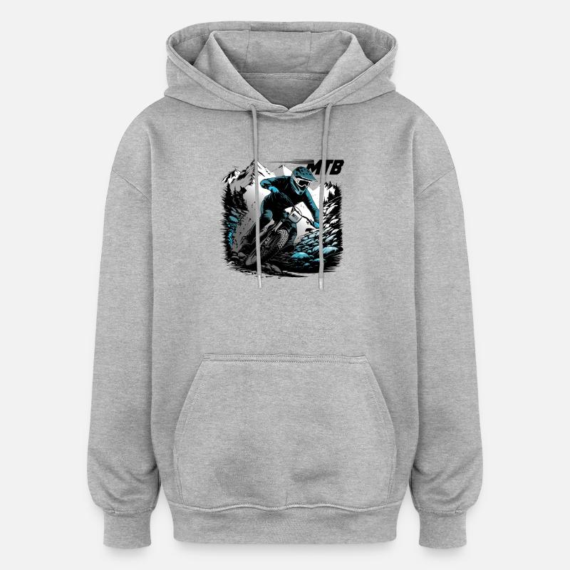 VTT Descente - Sweat à capuche oversize unisexe - gris chiné