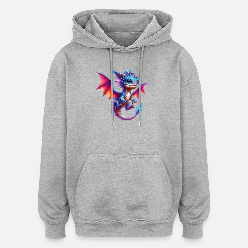 Dragon - Sweat à capuche oversize unisexe - gris chiné
