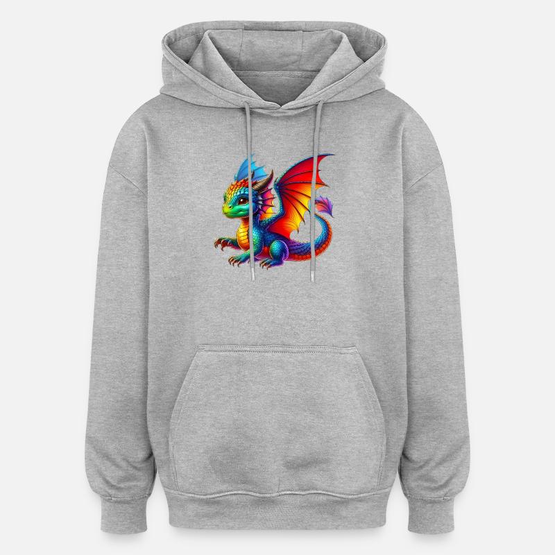 Dragon - Sweat à capuche oversize unisexe - gris chiné