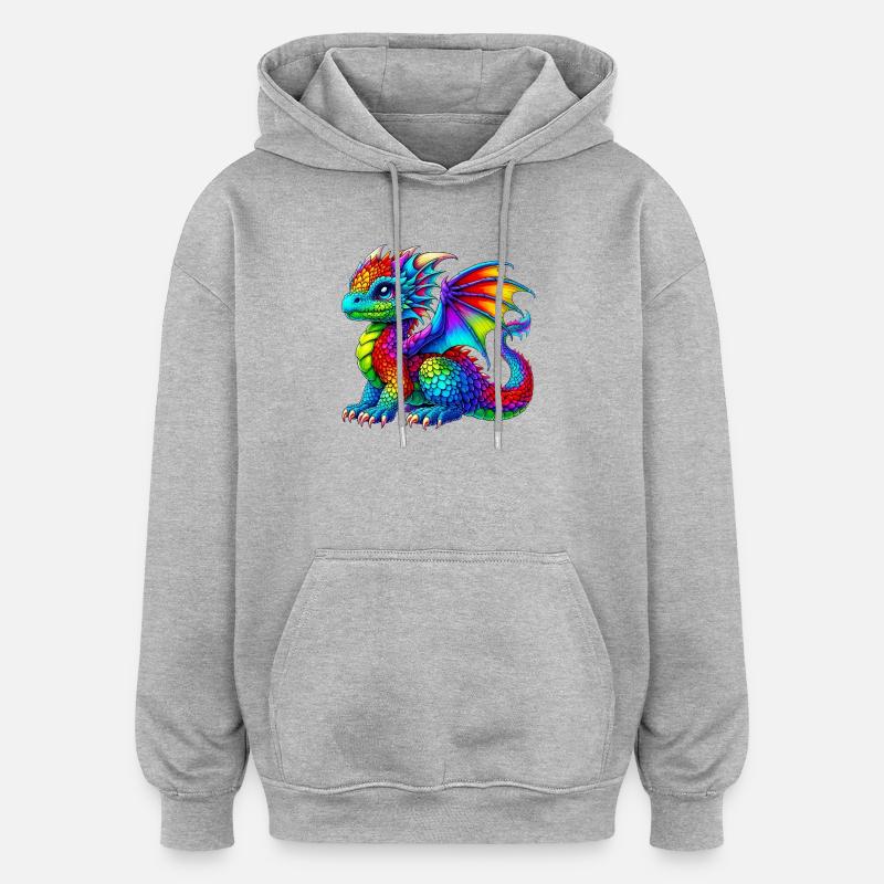 Drache - Oversized Unisex Hoodie - Grau meliert