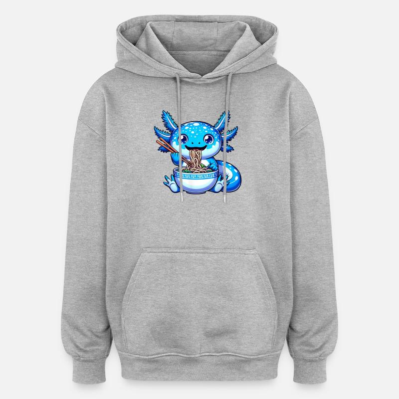 Blaue Nudeln Drachen Essstäbchen - Oversized Unisex Hoodie - Grau meliert