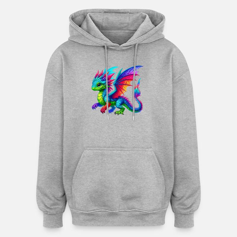 Dragon - Sweat à capuche oversize unisexe - gris chiné